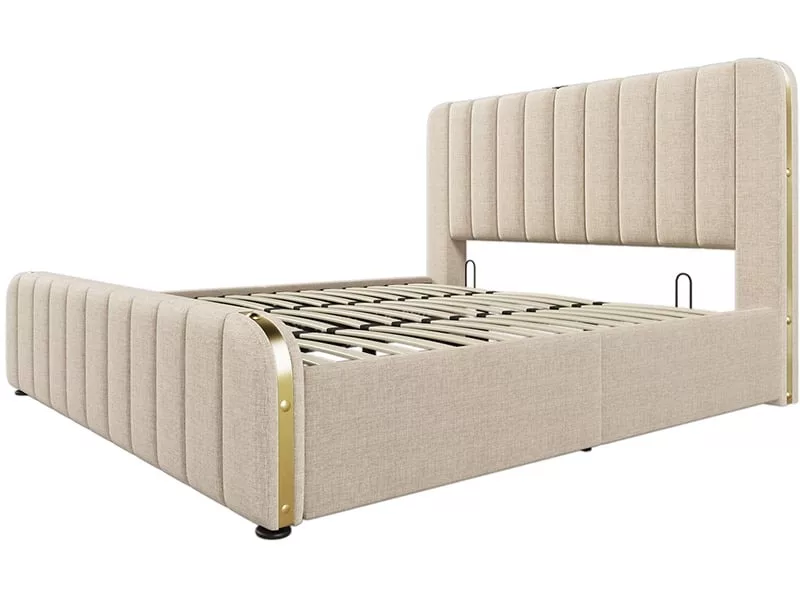 Lit coffre 180x200 cm ZERBACO coloris beige – Image 2