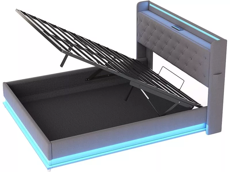 Lit coffre 140x200 cm ZERBACO coloris gris – Image 3