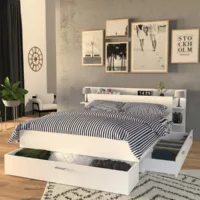 Lit avec rangement 140×190 cm SAMBA W coloris BLANC