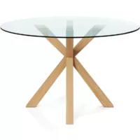 Table à manger ronde – 120cm – verre – tauwa naturel