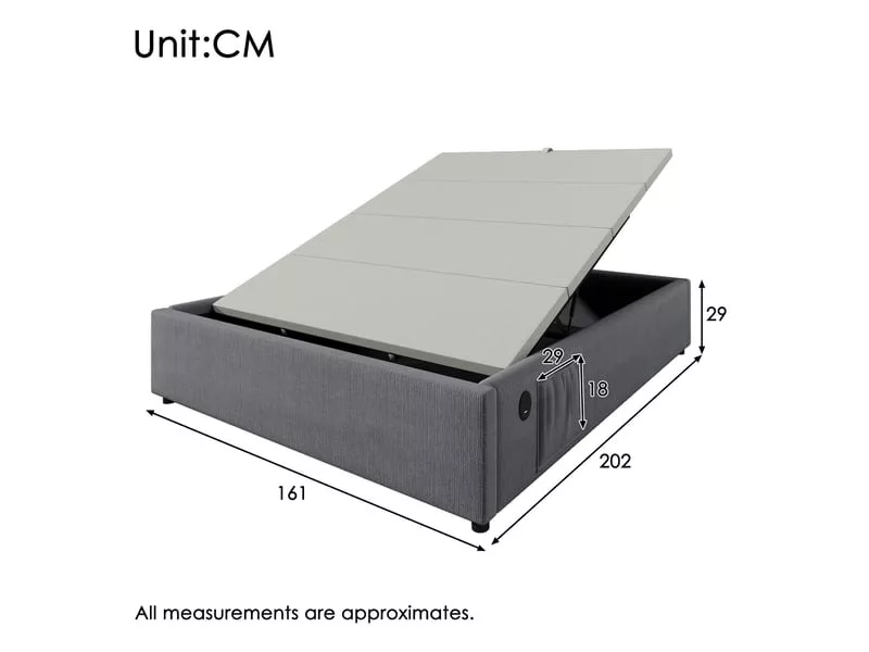 Lit coffre 160x200 cm STILVORA coloris gris – Image 4