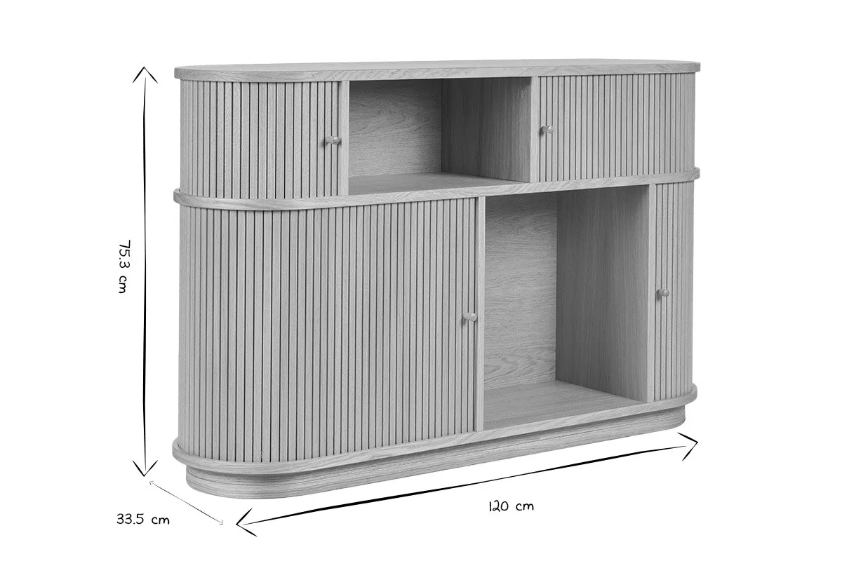 Console vintage en bois clair chêne avec portes coulissantes L120 cm EPIC – Image 14