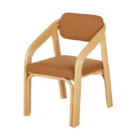 Cassandre – Fauteuil de table en rotin et textile marron