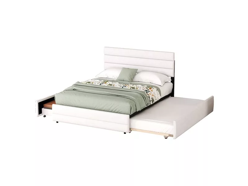 Lit avec rangement 140x200 cm SWEIKO coloris blanc – Image 2