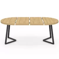 Table à manger extensible ronde selma 4-10 personnes bois et noir 110-200 cm