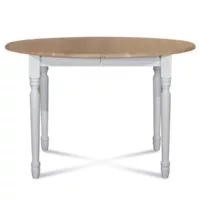 Table extensible ronde bois d115 avec 1 allonge et pieds tournés – victoria