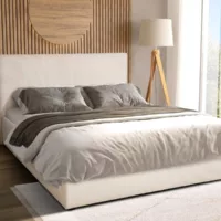 Lit coffre 160×200 cm ROUND W Coloris perle