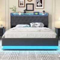 Lit coffre 140×200 cm ZERBACO coloris gris