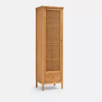 Armoire 1 porte pin massif et cannage, Gabin
