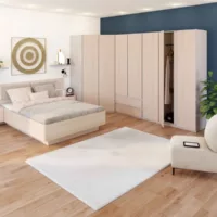 Lit 2 places 140×190 cm ZENITH coloris Imitation chêne Riva et sable