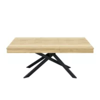 Table à manger extensible 140-180x80x76 cm pour 6-8 personnes, plateau 93 mm, pieds croisés, montage simplifié mdf chêne