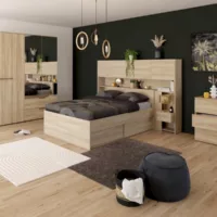 Lit avec rangement 140×190 cm OPUS coloris Chêne corvo