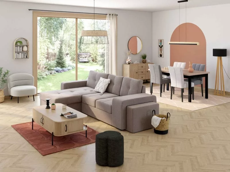 Table de séjour rectangulaire avec allonge bicolore BROOKLYN - 90x160.4-200.4max. cm – Image 2