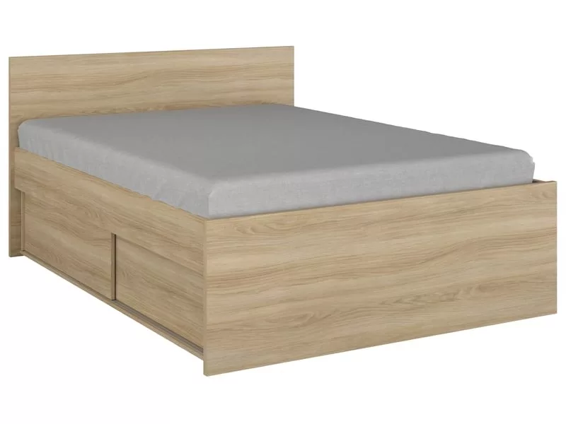 Lit avec rangement 140x190 cm OPUS coloris Chêne corvo – Image 3