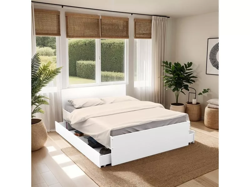 Lit 2 places 140x190 cm POLAR coloris Blanc – Image 2