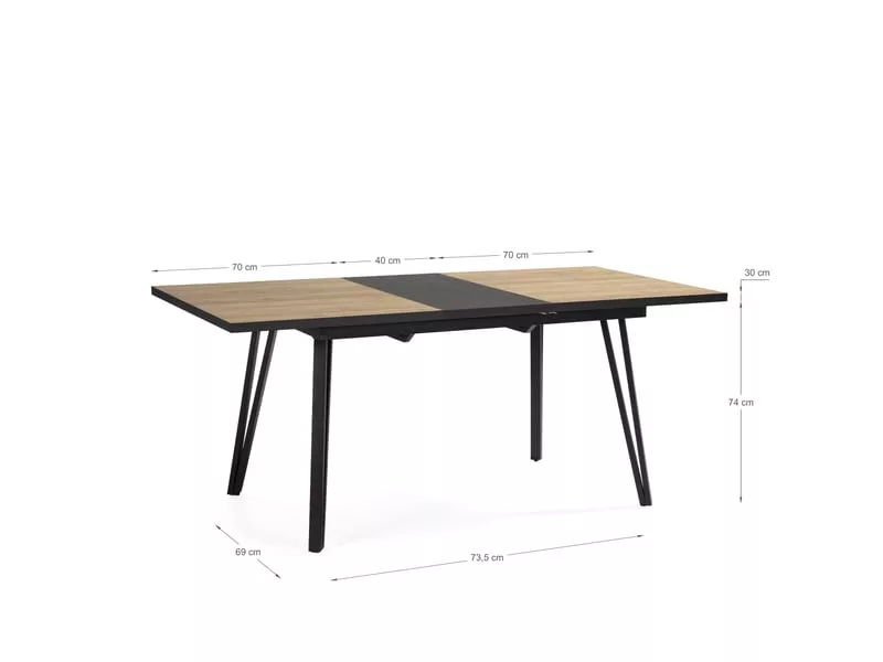 Table de séjour rectangulaire avec allonge bicolore MYLA - 90x140-180max. cm – Image 2