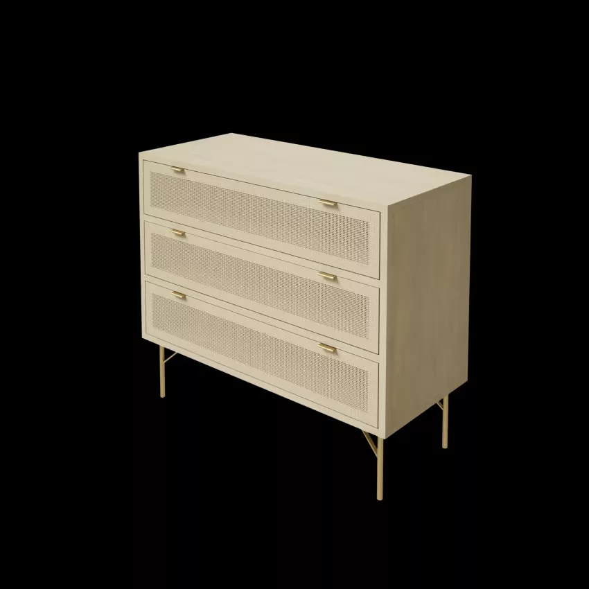 Maisons du Monde Solstice - Commode 3 tiroirs cannage en rotin L90 – Image 5