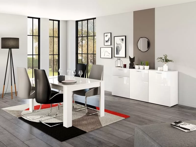 Table de séjour rectangulaire avec allonge blanc NASSAU - 90x136-186max. cm – Image 5