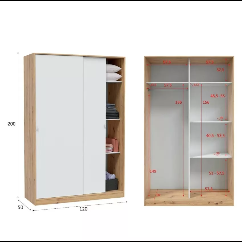 Adrenalin - Armoire effet bois beige 120x50 cm – Image 3