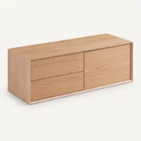 Meuble TV L110 x P42 cm plaqué chêne, Archivita XL