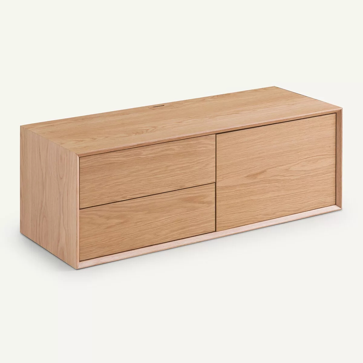 Meuble TV L110 x P42 cm plaqué chêne, Archivita XL