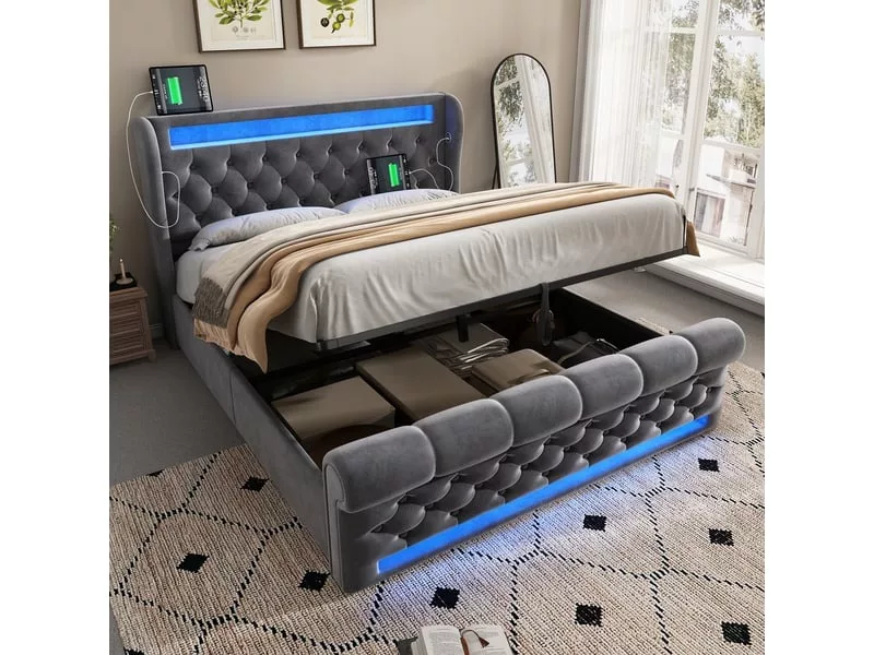 Lit coffre 140x200 cm KOMHTOM COFFER250618 coloris beige – Image 24