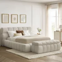 Lit coffre 180×200 cm BOBOCHIC MONT-BLANC coloris beige
