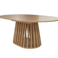 Table de séjour rond(e) avec allonge naturel LOMOCO FRIDA – 120×144-186max. cm
