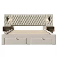 Lit avec rangement 180×200 cm KOMHTOM coloris beige