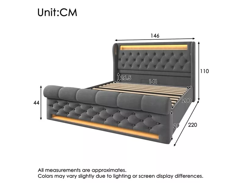 Lit coffre 140x200 cm KOMHTOM COFFER250618 coloris beige – Image 25