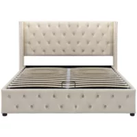 Lit coffre 160×200 cm KOMHTOM coloris beige