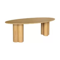 Table à manger ovale bois d&rsquo;hévéa et placage chêne naturel 8 places 220cm – leonore
