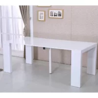 Table repas extensible dina – 200-40 x 94 x 75 cm – blanc laqué