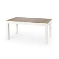 Table salle a manger 160-300-90-76cm bois et blanc melino 519