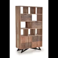 Yakarta – Étagère en bois d&rsquo;acacia et pieds en métal couleur naturelle