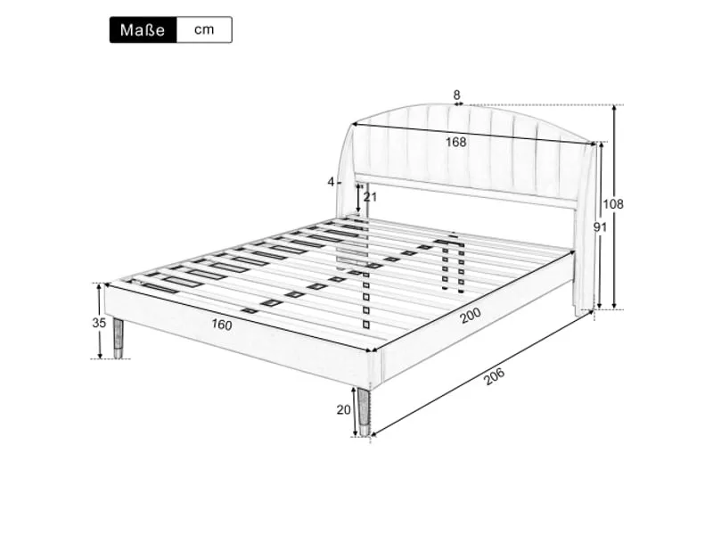 Lit 2 places 140x200 cm OKWISH coloris beige – Image 21