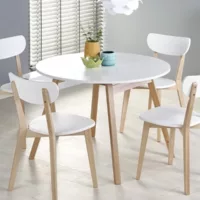 Table ronde scandinave avec rallonge 102cm storend – option: lot 4 chaises storend (360€)