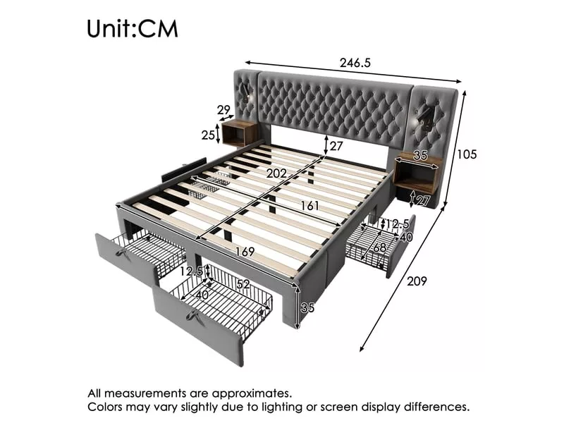 Lit avec rangement 180x200 cm KOMHTOM coloris beige – Image 15