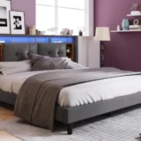 Lit 2 places 160×200 cm coloris gris