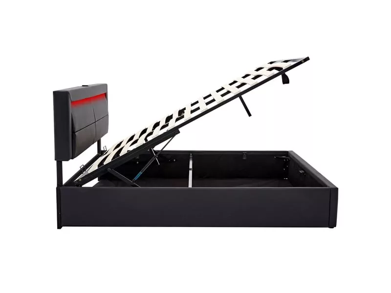 Lit coffre 90x200 cm OKWISH coloris noir – Image 11