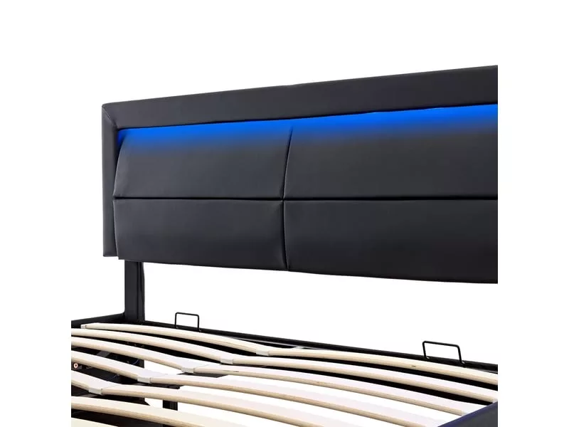 Lit coffre 90x200 cm OKWISH coloris noir – Image 5