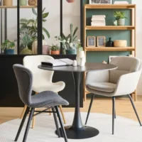 Table à manger ronde en céramique et pied tulipe en métal l90 – marsa