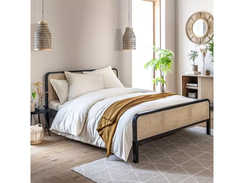 Lit simple 180x200 cm TERRE DE NUIT coloris noir – Image 5