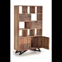 Yakarta – Étagère en bois d&rsquo;acacia et pieds en métal couleur naturelle