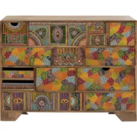 PARADISE – Commode 14 tiroirs en manguier massif motifs multicolores
