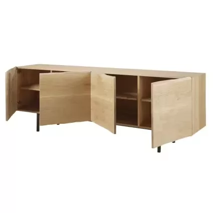 Magnus - Buffet enfilade vintage 4 portes en bois de chêne massif L220 – Image 2