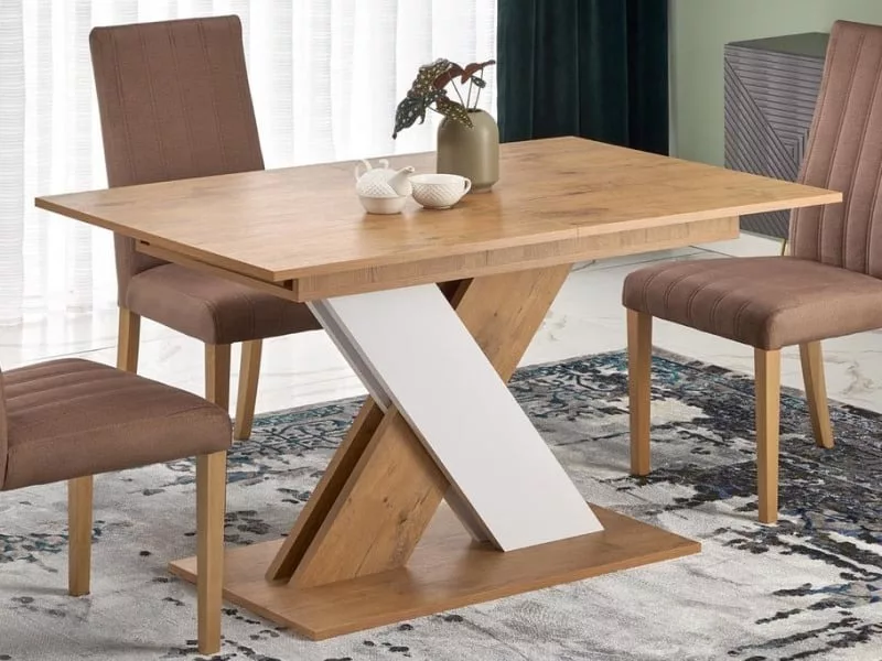 Table de salle à manger extensible blanc & chêne apodis 399 – Image 5