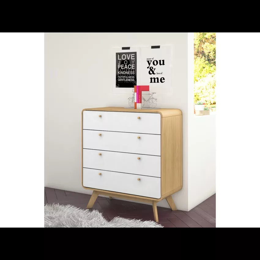 Cassie - Commode avec 4 tiroirs en effet chêne blanc – Image 3