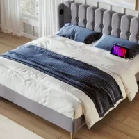 Lit 2 places 180×200 cm SWEIKO coloris gris