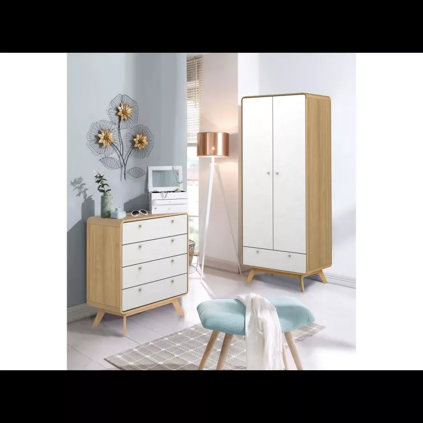 Cassie - Commode avec 4 tiroirs en effet chêne blanc – Image 4